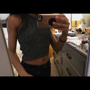 grey knit halter top